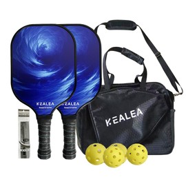 KEALEA Pickleball Paddles Set of 2 Fiberglass Surface Pickleball Set with 4 Balls and a Pickleball Bag Gifts for Beginners Outdoor Sports