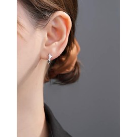 Earrings 925 Silver Hanging, Stella Earrings Hanging Silver Women's Hoop Earrings Silver Small 1 Pair Earrings Silver Hoop Earrings Girls Jewellery 12 mm, Brass, Cubic Zirconia