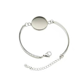 SHUNAE 10pcs Stainless Steel Bangle Settings 20mm Round Cabochon Resin Bracelet Blank Base Trays Bracelets DIY Making