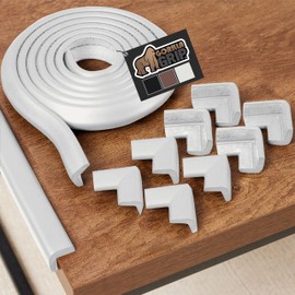 GORILLA GRIP Baby Proof Corners and Edges for Furniture, Kid Proofing Adhesive Table Corner Protectors, Heavy Duty Soft Rubber Foam Protection, Includes 8 Protective Safety Guards, 18 Feet, Off White