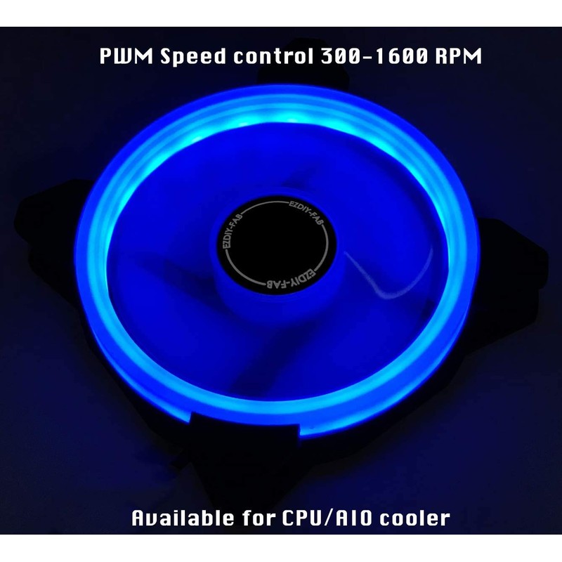 EZDIY-FAB 120mm PWM Blue Single Ring Fan, Blue LED PWM