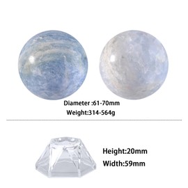 Nupuyai Celestite Crystal Ball with Acrylic Stand, Scrying Meditation Feng Shui Crystal Stone Sphere Sculpture Home Office Decor, 61-70mm