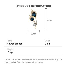 14K Gold High-End Natural Pearl Horseshoe Water Lily (Lotus) Floral Brooch, Outerwear Accessory, Dazzling Crystal Flower Pin, Women's Brooches & Pins (Blue,grey pearl)
