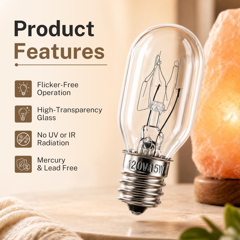 FRIGESWIFT 15W E12 Salt Lamp Bulb 120V 2700K Clear Glass