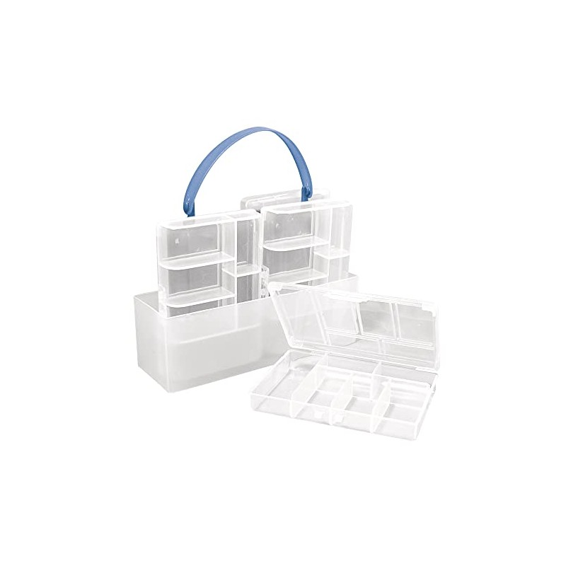 Rayher Clear Craft Storage with Four Compartment Boxes, Organiser for