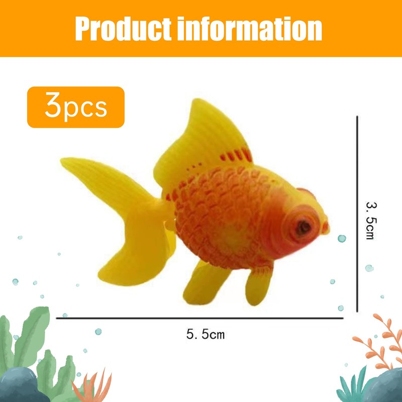 UEKPDM 3 Pcs Artificial Goldfish Moving Aquarium Ornaments - Goldfish