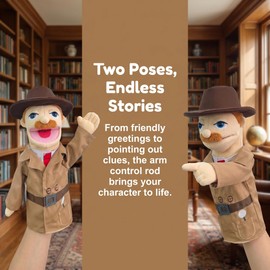 LOMTRATS Family Hand Puppets for Kids,Includes Teacher, Policeman, Farmer, Pirate, Detective, etc. with Movable Open Mouths,Perfect for Storytelling,Teaching,Festival Gifts,1 PCS with Joystick