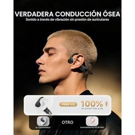 PSIER - Auriculares de conducción ósea, auriculares Bluetooth 6.0 de oreja abierta, auriculares inalámbricos de 10 horas de reproducción con micrófono