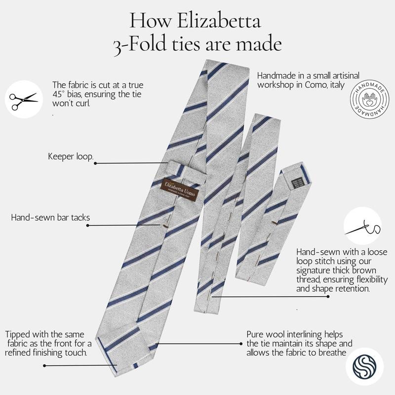 Elizabetta Palio - Printed Silk Tie - Navy - Length: