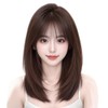 ミディアム ウィッグ レディース人毛100％ 手植え ストレート 超リアル人工皮膚 つむじ 女性用 かつら 40cm