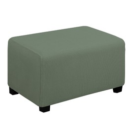Easy-Going Funda otomana elástica fácil de Usar, Taburete de Almacenamiento Plegable, Protector de Muebles, Funda Rectangular Suave con Fondo elástico pequeña Grayish Green