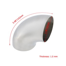 Crapyt 90° Mandrel Bend Elbow, 2.5" 304 Stainless Steel Thickness 1.5mm Tube Elbow, for Car Modified Tube Accessories and Stair Handrail, 1 Pcs