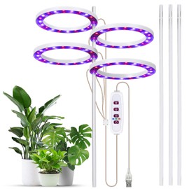 LANRU Grow Lights for Indoor Plants USB Powered Grow Light 8H/12H/16H Timer 5 Dimmable Brightness Plant Growing Lamps for Succulents/Mini Bonsai/Small Plants, 4 Heads