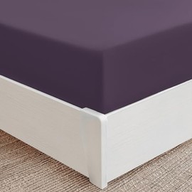 Mellanni Single Fitted Sheet - All Around Elastic - 30 Cm Deep - Ultra Soft Brushed Microfiber, Shrinkage & Fade Resistant - (160x200 cm, Purple)