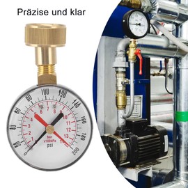 Water Pressure Gauge Aluminium Alloy Iron 0 to 200 Psi Universal Water Pressure Gauge with 3/4 Inner Hose Thread for Replacement