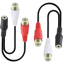 tunghey 2Pack 3.5mm Female to Dual RCA Female Phono Stereo Splitter Cable 3.5 Jack Socket to 2RCA Audio Adapter Extender Cord 25cm