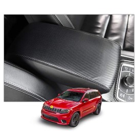 CDEFG Center Console Cover for Grand Cherokee 2011-2019 2020 2021 Armrest Cover Console Lid Pads Supporter Carbon Fiber (Console Cover)