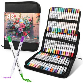 48 Coloured Acrylic Pens Set Waterproof Double Tip Design Acrylic Marker Suitable for Various Surfaces Multi Marker Pen with Bag