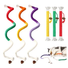 Kenmohuo Cat Chew Rope Toy, 6Pack Interactive Kitten Teething Toys, Cats Strings Safe Teeth Cleaning Toy, Catnip Toys for Cats Stress Relief, Dental Care and Enrichment Play (3 Long and 3 Short)
