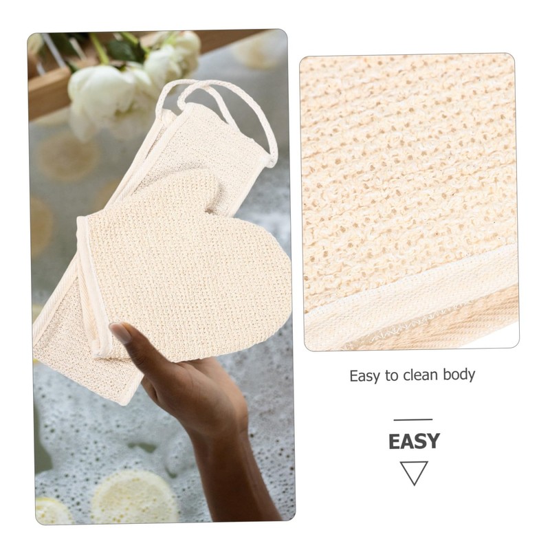 Baluue Dual Sided Bath Mitts Natural Sisal Jute Exfoliating Gloves
