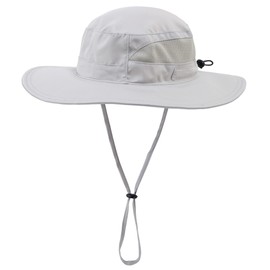 Connectyle Men's Outdoor Mesh Boonie Sun Hat Wide Brim UV Protection Fishing Hat (Grey)