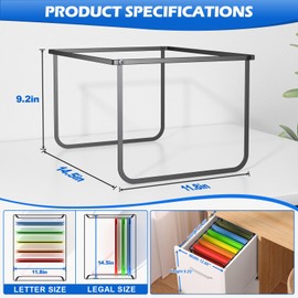 Legal and Letter Size Hanging File Folder Frame Desk Organizer Destop Hanging File Frame,Fun Storage Hanging Folder Holder Metal Rack for Filing Cabinet File Drawer, 15.3" L12.4 W9.4 H