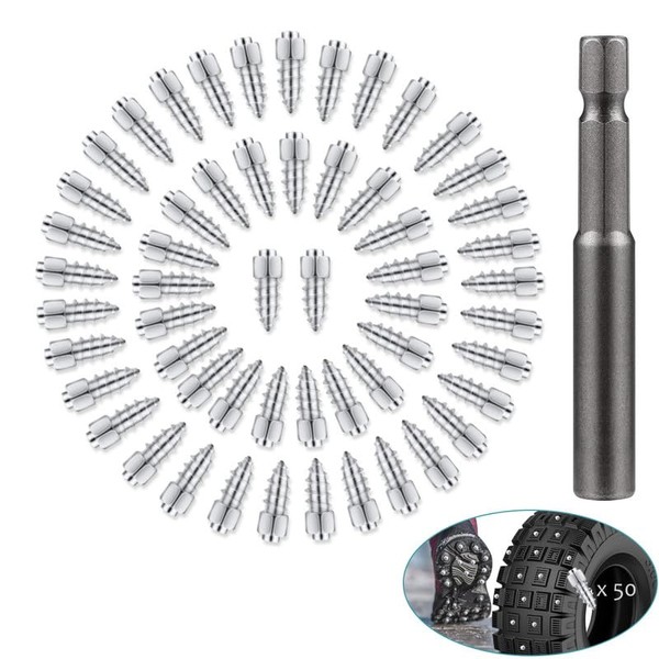 GLDYTIMES 50 Pcs Tire Studs, 4x12 mm Wheel Tyre Snow