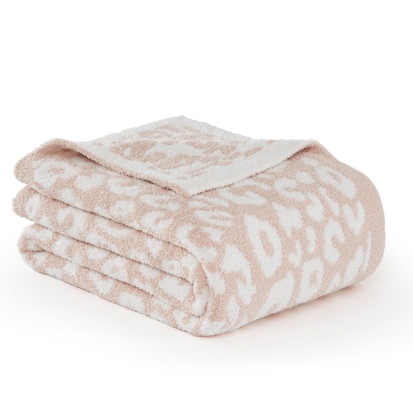 R.SHARE Pink Leopard Cheetah Print Throw Blanket 50x70 Inch Reversible,