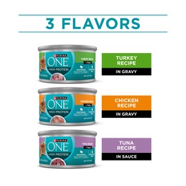 Purina ONE Natural, High Protein Cat Food Variety Pack, Turkey, Chicken and Tuna Recipes - (2 Packs of 12) 3 oz. Cans