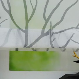 ESLIR Roman Blind No Drilling Required Transparent with Eyelets Curtains with U-Hooks Eyelet Roller Blind Modern Curtains White/Grey W x H 80 x 140 cm 1 Piece