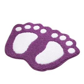 Non-Slip Bath Mat Toilet Rug Cute Big Feet Soft Absorbent Area Rug Doormat Antislip Floor Mat Foot Pad Rug for Bathroom Kitchen Home Decor (Purple, 19''x26'')