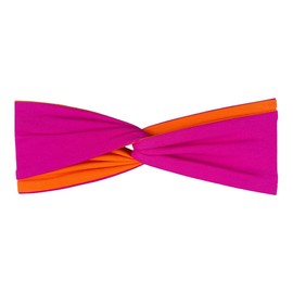 Headbands for Women Twist Knotted Women Head Bands Stretchy Sport Hair Bands Non Slip for Girls Criss Cross Turban Plain Headwrap Yoga Workout Running Hair Accessories (1,Orange&Fuschia Pink)