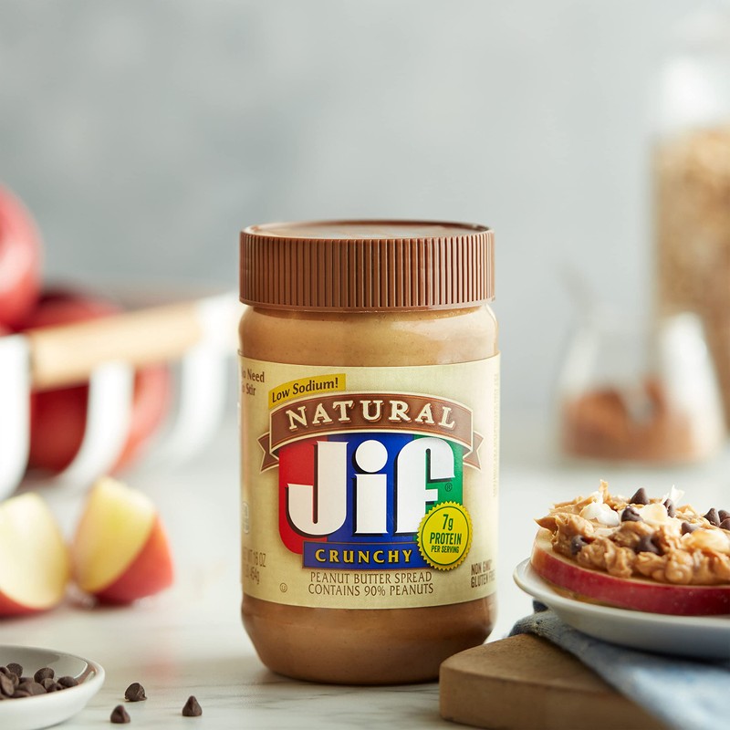 Jif Natural Crunchy Peanut Butter Spread, 16 Ounces (Pack of