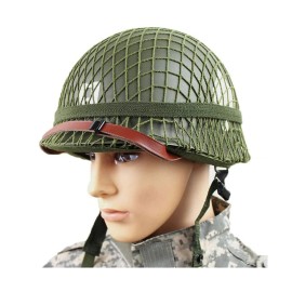 LUCKYYAN Perfect WW2 US Army M1 Green Helmet Replica with Net/Canvas Chin Str...