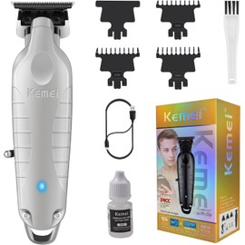 KEMEI PG2299 Cortadora de barba y pelo para hombres profesional, cortadora de pelo sin huecos para hombres, recortadora inalámbrica para peluqueros, gris
