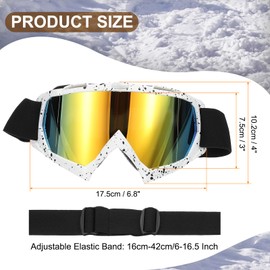 PATIKIL Dirt Bike Goggles, Motorcycle Goggles ATV Goggles Ski Goggles Racing Helmet Goggles Windproof for Mountaineering Sky Diving Ski Riding, White with Gold Lenses