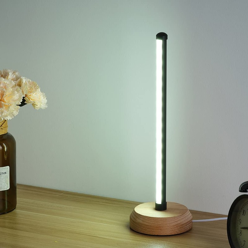 ANLAIBO Modern Led Wood Table Lamp, 3-Color Temperature Bedside Lamp,Bedroom
