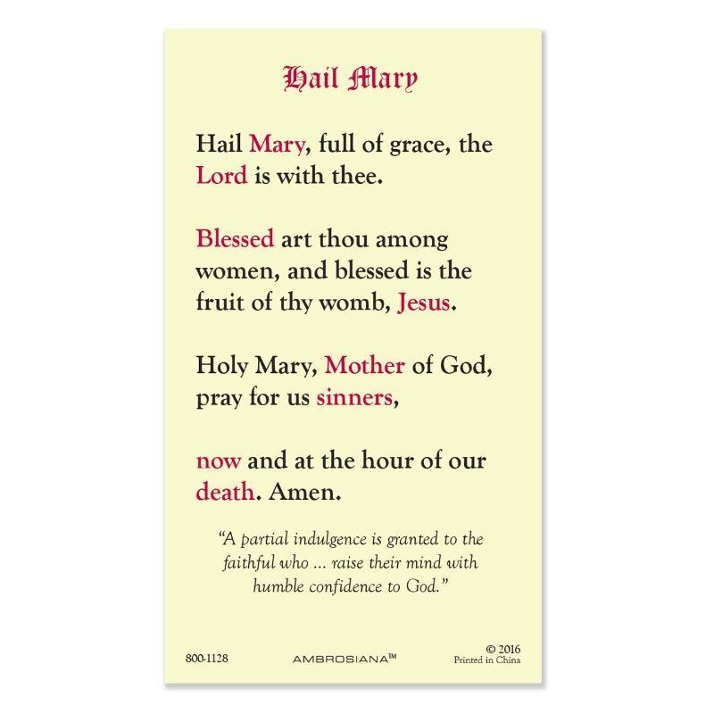 Our Lady of Grace / Hail Mary - Laminated Holy