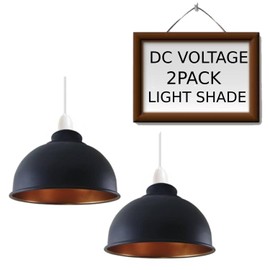 Vintage Metal Retro Style Non-Electric Lamp Shades Easy fit Black Inner Gold Lampshade for Living Rooms, bedrooms, Kitchen Dining Room, Cafe, and Restaurant 2pack