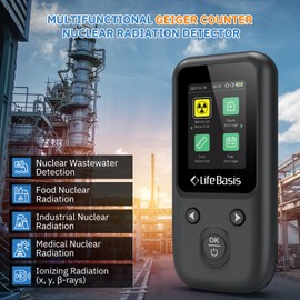 LifeBasis Geiger Counter Nuclear Radiation Detector, Radiation Dosimeter with TFT Display and Smart Alert Portable Handheld Beta Gamma X-ray Radiation Monitor - with Lanyard and Bracket