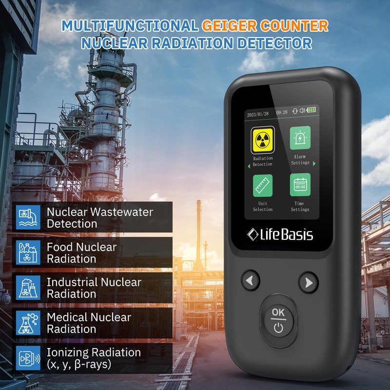 LifeBasis Geiger Counter Nuclear Radiation Detector, Radiation Dosimeter with TFT