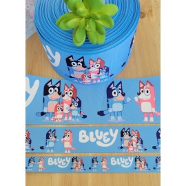 Unbranded 7/8, 1.5 & 3” (1 YD) Blue Dog Grosgrain Ribbon TV Character Ribbon - 3 inch