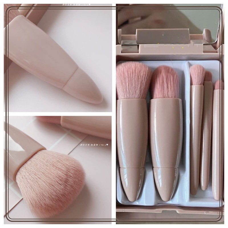 Dhjrefhhd 5Pcs Mini Complete Function Cosmetic Brushes Kit Make-up Mirror