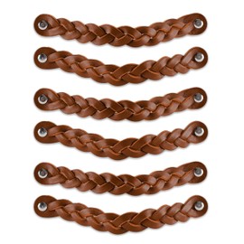 Brute Strength - Leather Drawer Pulls - Braided - Cognac - 6 pcs - 7-7/8 x 1 ’’ - Leather Handle - Leather Dresser Pulls - Cabinet knobs Dresser knobs - Dresser handles