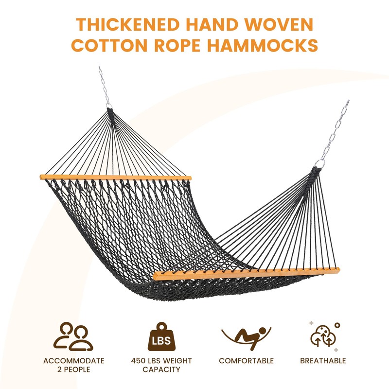 Lazy Daze Hammocks Double Rope Hammock, 2 Person Traditional Outdoor