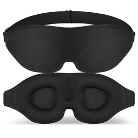 Wohnson EU 100% Blackout Sleep Masks for Men and Women - Zero Eye Pressure Ultra Soft & Comfortable .3D Eye Mask for Sleeping - Black 3D Eye Mask for Travel etc
