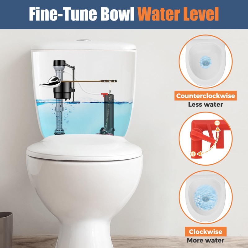 Teviora Universal Toilet Flusher Replacement Kit, Water-Saving & Height Adjustable