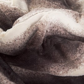 Luxe Faux Fur Soft Plush 100% Animal-Free Electric Throw Heated Blanket with Uniform Heating, 8.5' Power Cord, Handheld Controller with 4 Heat Settings, Brown, 50 x 60 in