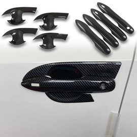 Fancemot Carbon Fiber Exterior Door Handle Bowl Trim Cover Compatible with Toyota Camry 2018-2024, Outer Door Handle Decoration Frame Cover