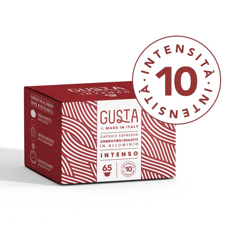 Gusta Compatibili Bialetti, In Alluminio, Gusto Intenso, Box Da 65,
